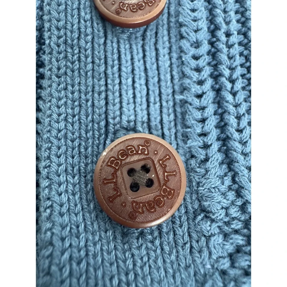 LL Bean Mens Mock Neck Sweater XL Blue Shaker Stitch Preppy Grandpa Core Coastal